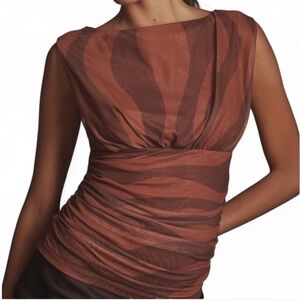 Anthropologie Sleeveless Ruched V-Neck
Mesh Top Brown SIZE SMALL NEW
